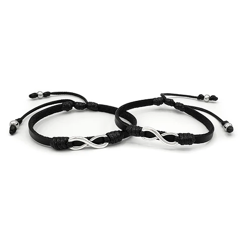 Pulseras para Parejas Infinito Cuero Genuino Plano