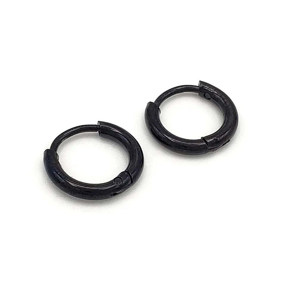 Par de Aretes Candongas Acero Inoxidable Negro 3