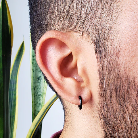 Par de Aretes Candongas Acero Inoxidable Negro