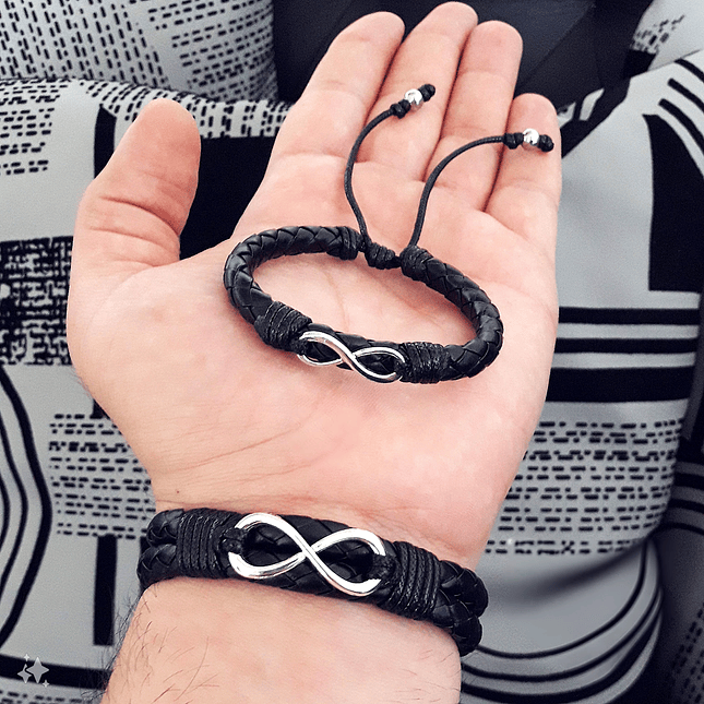 Pulseras Infinitos para Parejas Cuero Trenzado 4
