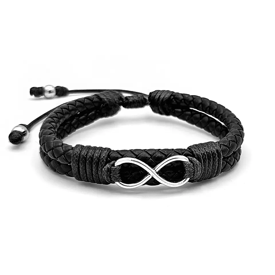 Pulsera Infinito con Cuero Trenzado Doble 1