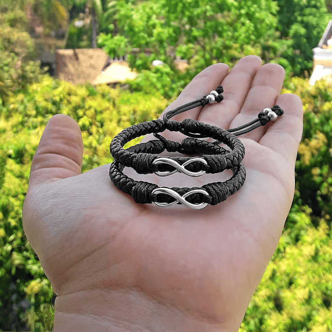 Pulseras Infinitos para Parejas Cuero Trenzado 4