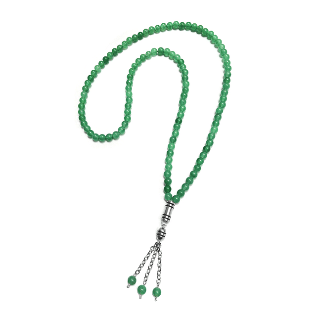 Japa Mala Rosario Budista Piedra Jade Acero 1