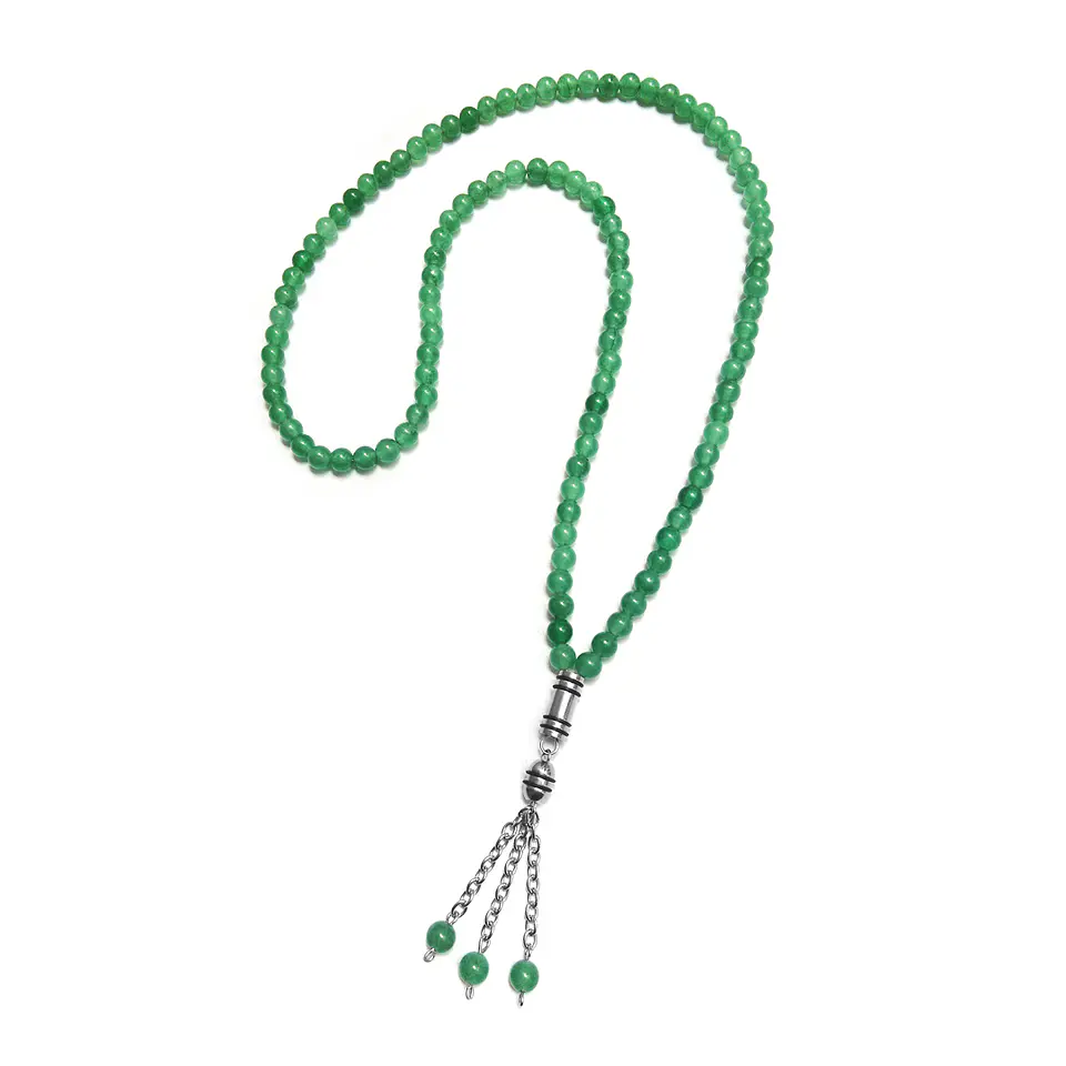 Japa Mala Rosario Budista Piedra Jade Acero 1