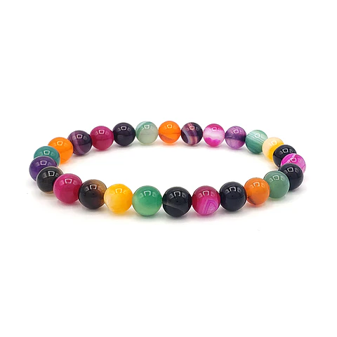 Pulsera Piedra Ágata Botswana Colores 8mm