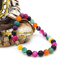 Pulsera Piedra Ágata Botswana Colores 8mm