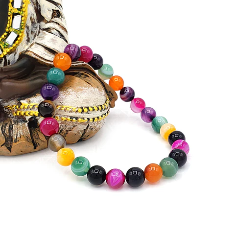 Pulsera Piedra Ágata Botswana Colores 8mm