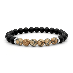 Pulsera Piedra Onix Mate Agata Tibetana Acero