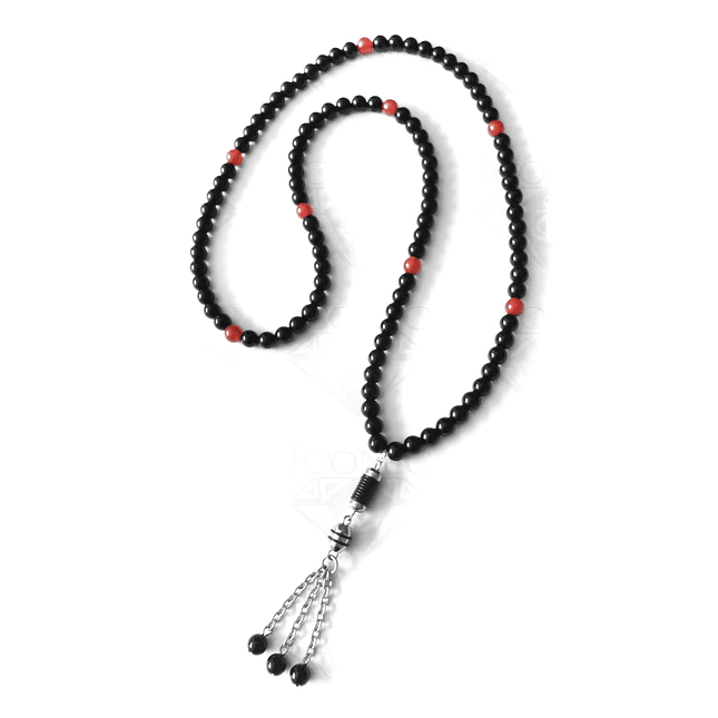 Japa Mala Rosario Budista Piedra Ónix Cornalina Acero 1