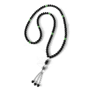 Japa Mala Rosario Budista Piedra Ónix Jade Acero