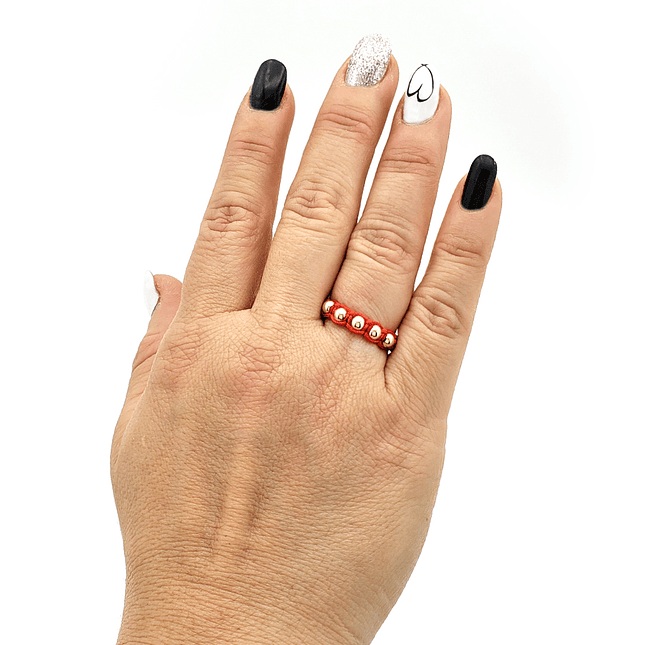 Anillo Tejido Rojo Oro Laminado de 18k 2