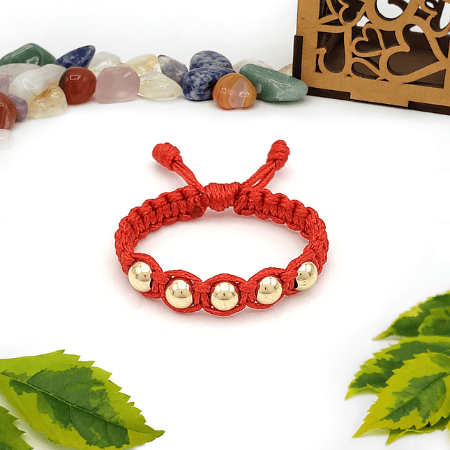 Anillo Tejido Rojo Oro Laminado de 18k 3