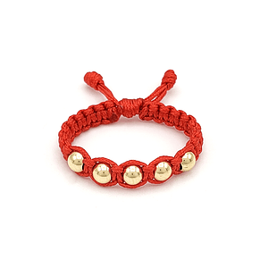 Anillo Tejido Rojo Oro Laminado de 18k