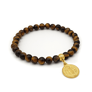 Pulsera San Benito de Abad Ojo de Tigre Acero