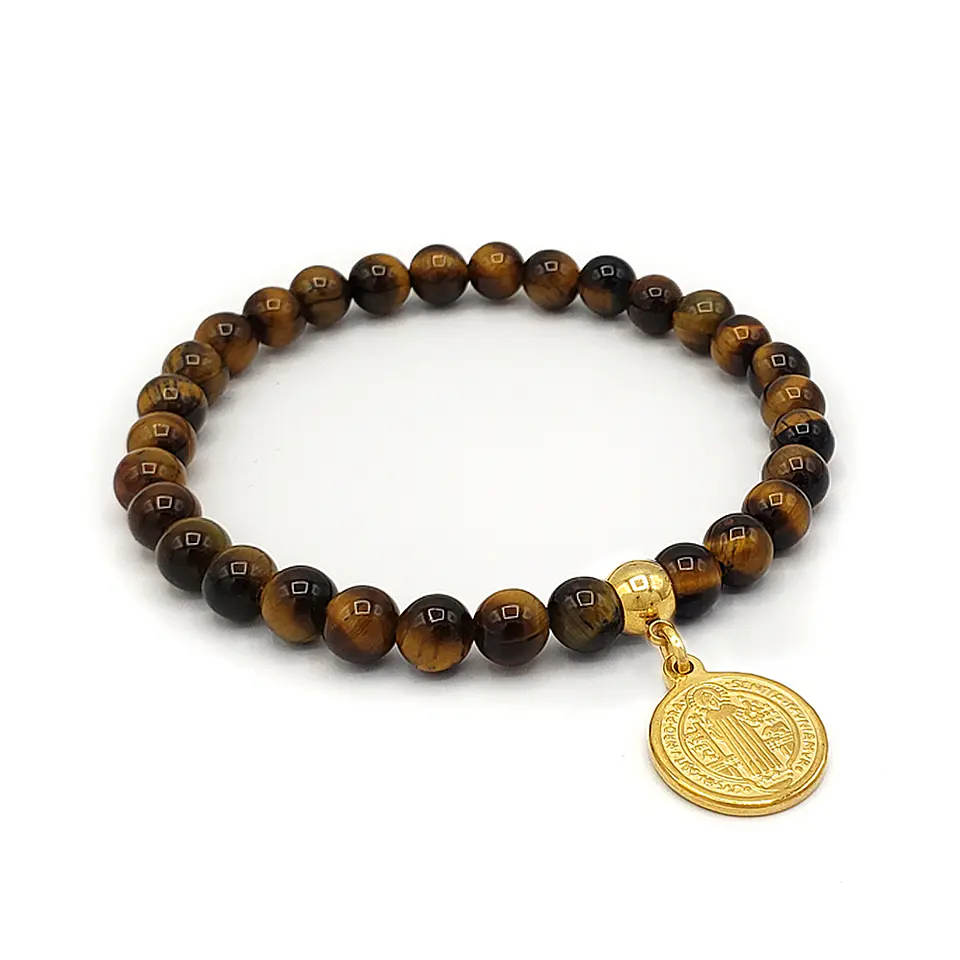 Pulsera San Benito de Abad Ojo de Tigre Acero 1