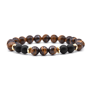Pulsera Piedra Ónix Mate Ojo de Tigre Acero 