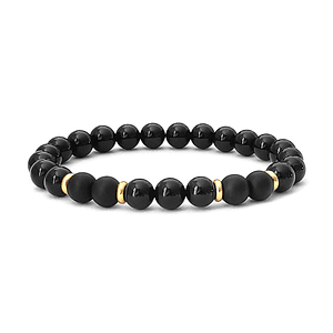 Pulsera con Acero Piedra Onix Mate y Brillante
