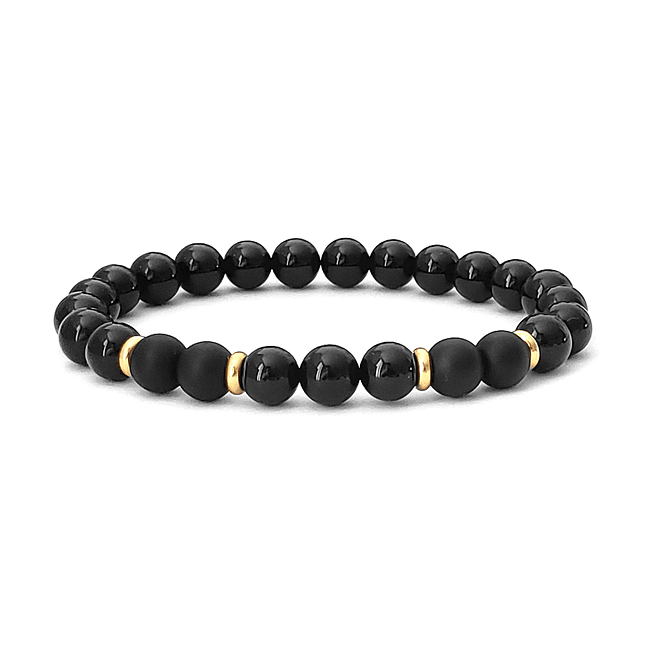 Pulsera con Acero Piedra Onix Mate y Brillante 1