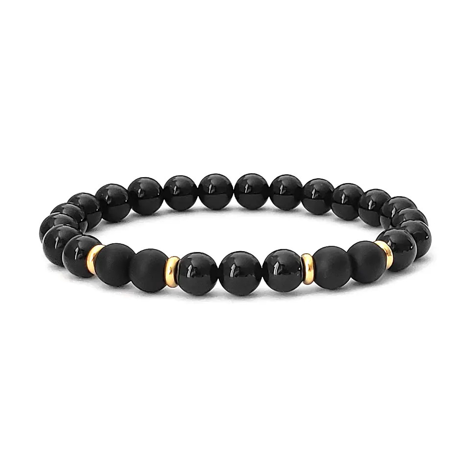 Pulsera con Acero Piedra Onix Mate y Brillante 1