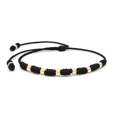 Pulsera 7 Nudos Protección Buena Suerte Oro Laminado 18k (4mm) - NEGRO