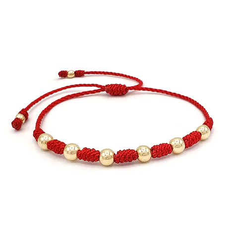 Pulsera 7 Nudos Protección Buena Suerte Oro Laminado 18k (6mm)