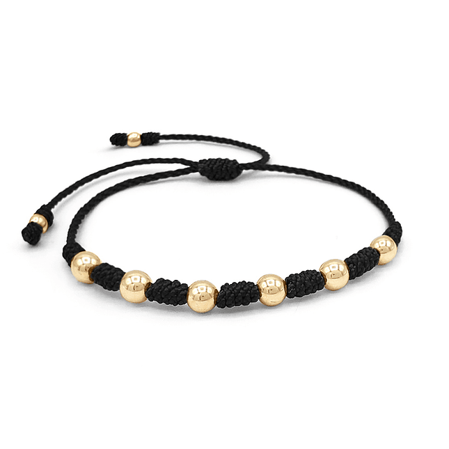 Pulsera 7 Nudos Protección Buena Suerte Oro Laminado 18k (6mm) 2