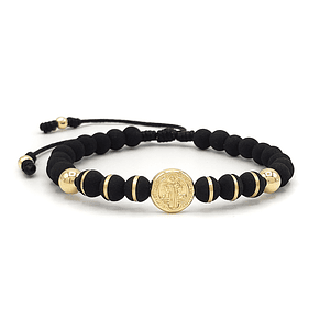Pulsera San Benito Neopreno Oro Laminado 18k