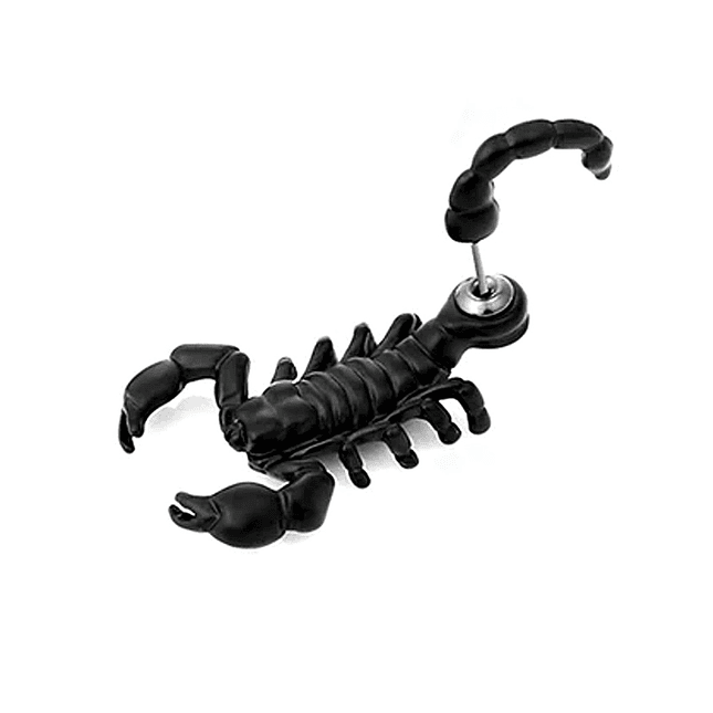 Arete Solitario Escorpión Alacrán Negro Acero 1