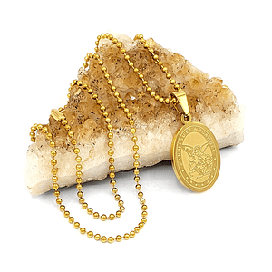 Cadena Medalla San Miguel Acero Dorado