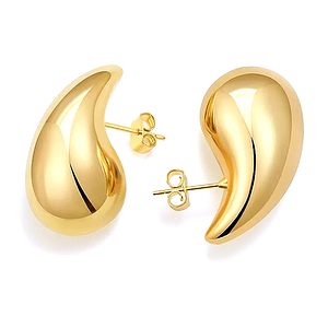 Aretes Gota Chunky Acero Dorado Grande