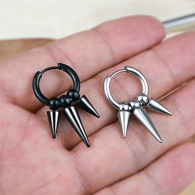 Arete Solitario Candonga Tres Puntas Acero Inoxidable 5