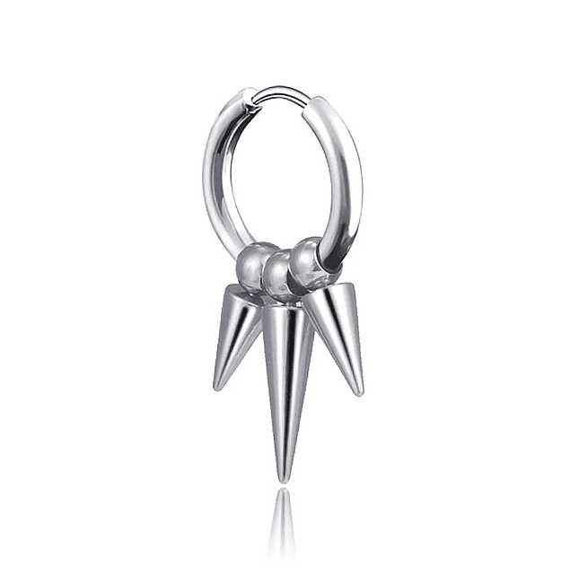 Arete Solitario Candonga Tres Puntas Acero Inoxidable 3