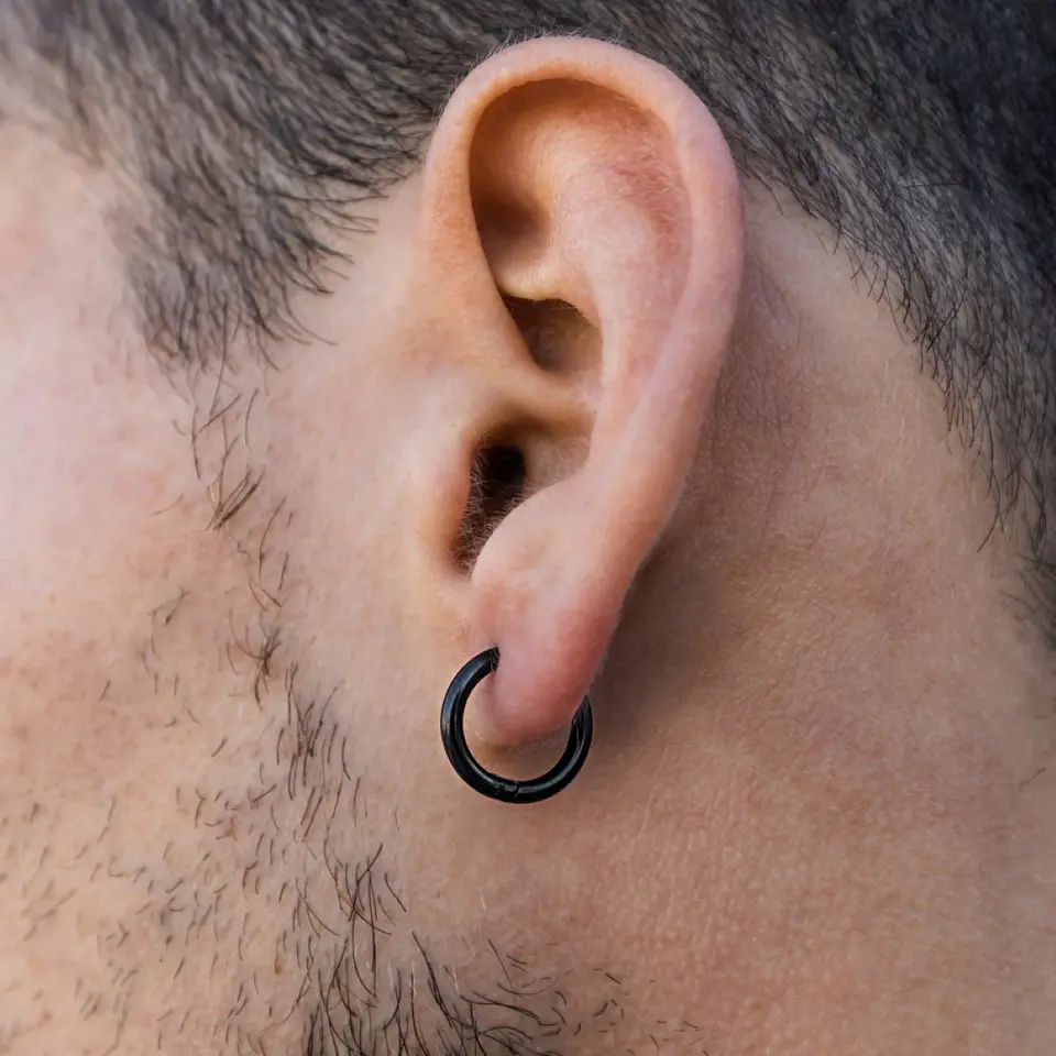 Par de Aretes Candongas Acero Inoxidable Negro 5