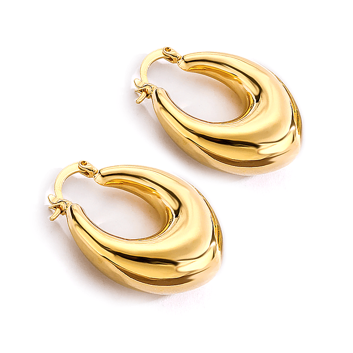 Aretes Candongas Pendientes Candado Chunky Acero Dorado 1