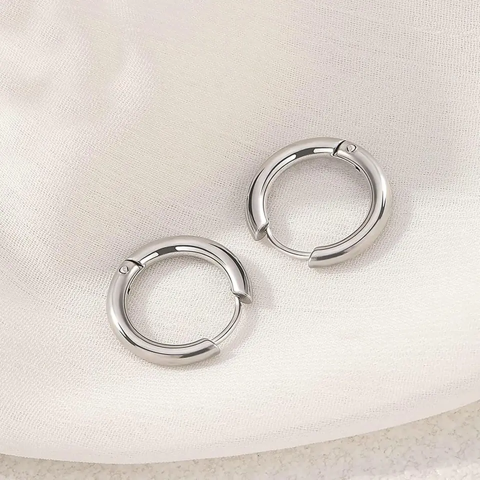 Par de Aretes Candongas Pendientes Acero Inoxidable 2