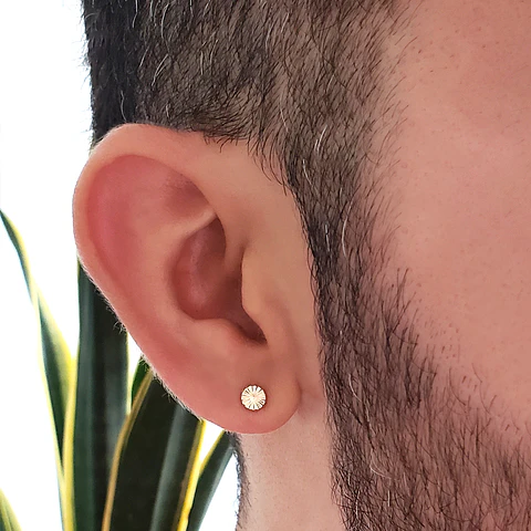 Topos Aretes Planos Redondos Diamantados Oro Laminado 18k