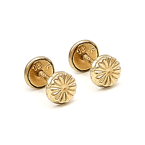 Topos Aretes Planos Redondos de Oro Laminado 18k