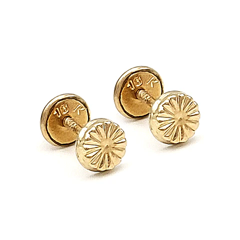 Topos Aretes Planos Redondos Diamantados Oro Laminado 18k