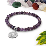 Pulsera San Benito Piedra Amatista Acero