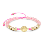 Pulsera Corona Cuarzo Rosado Oro Laminado 18k