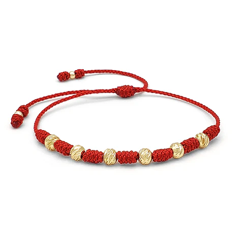Pulsera 7 Nudos Protección Buena Suerte Oro Laminado 18k Diamantado (6mm)