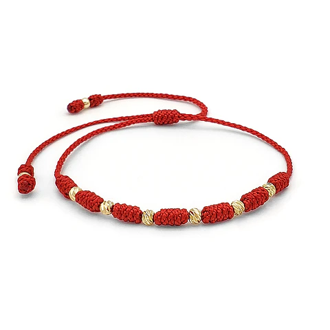 Pulsera 7 Nudos Protección Buena Suerte Oro Laminado 18k Diamantado (4mm)
