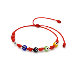 Pulsera 7 Nudos Hilo Rojo Ojo Turco Protección Buena Suerte