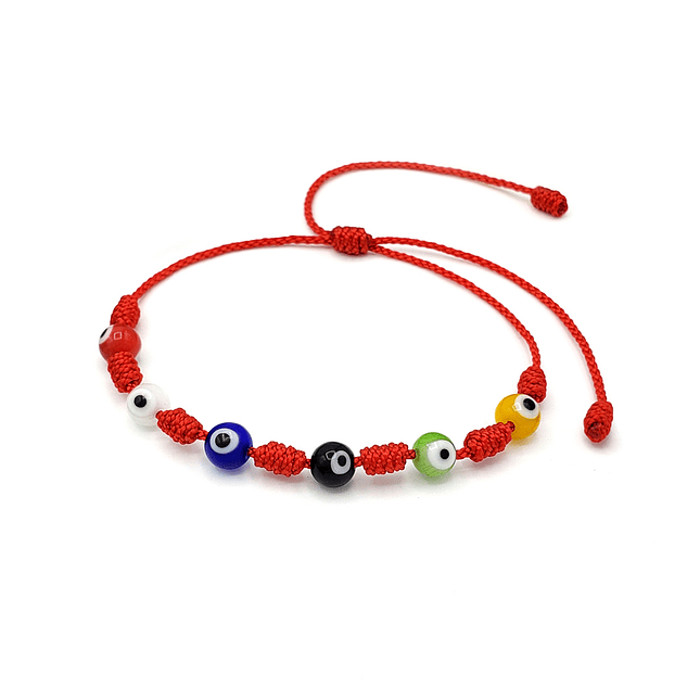 Pulsera 7 Nudos Hilo Rojo Ojo Turco Protección Buena Suerte 1