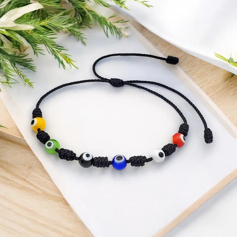 Pulsera 7 Nudos Hilo Rojo Ojo Turco Protección Buena Suerte 4