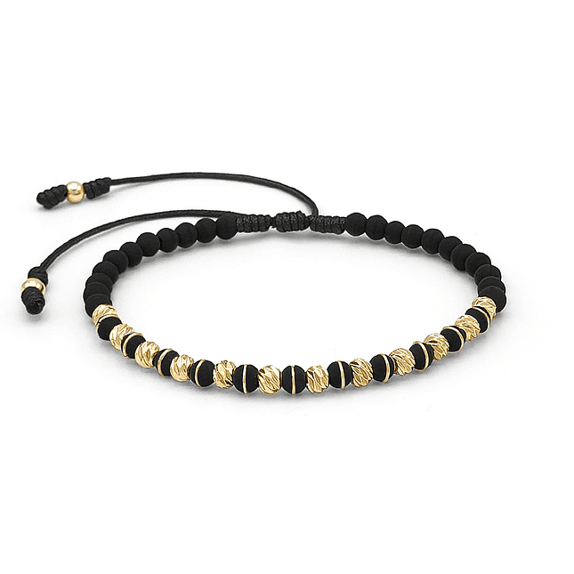 Pulsera Neopreno Oro Laminado 18k Diamantado (4mm) 1