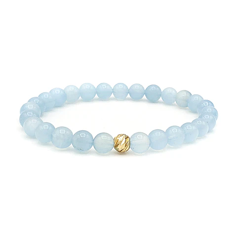 Pulsera Piedra Aguamarina Oro Laminado 18k Diamantado 