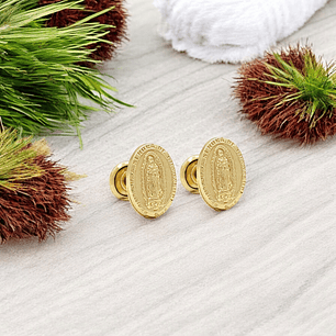 Topos Aretes Virgen Guadalupe Oro Laminado 18k