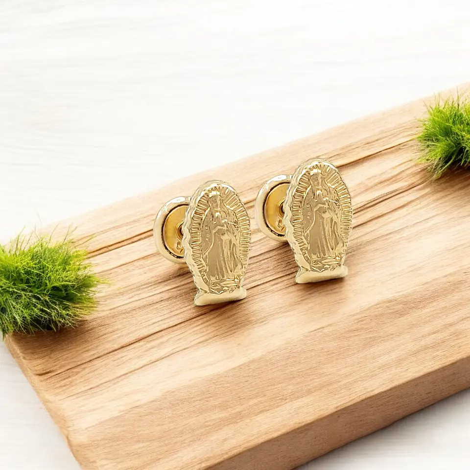Topos Aretes Virgen Guadalupe Oro Laminado 18k 2