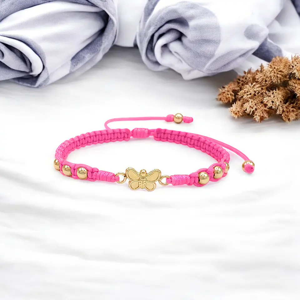 Pulsera Tejida Mariposa Oro Laminado 18k 2